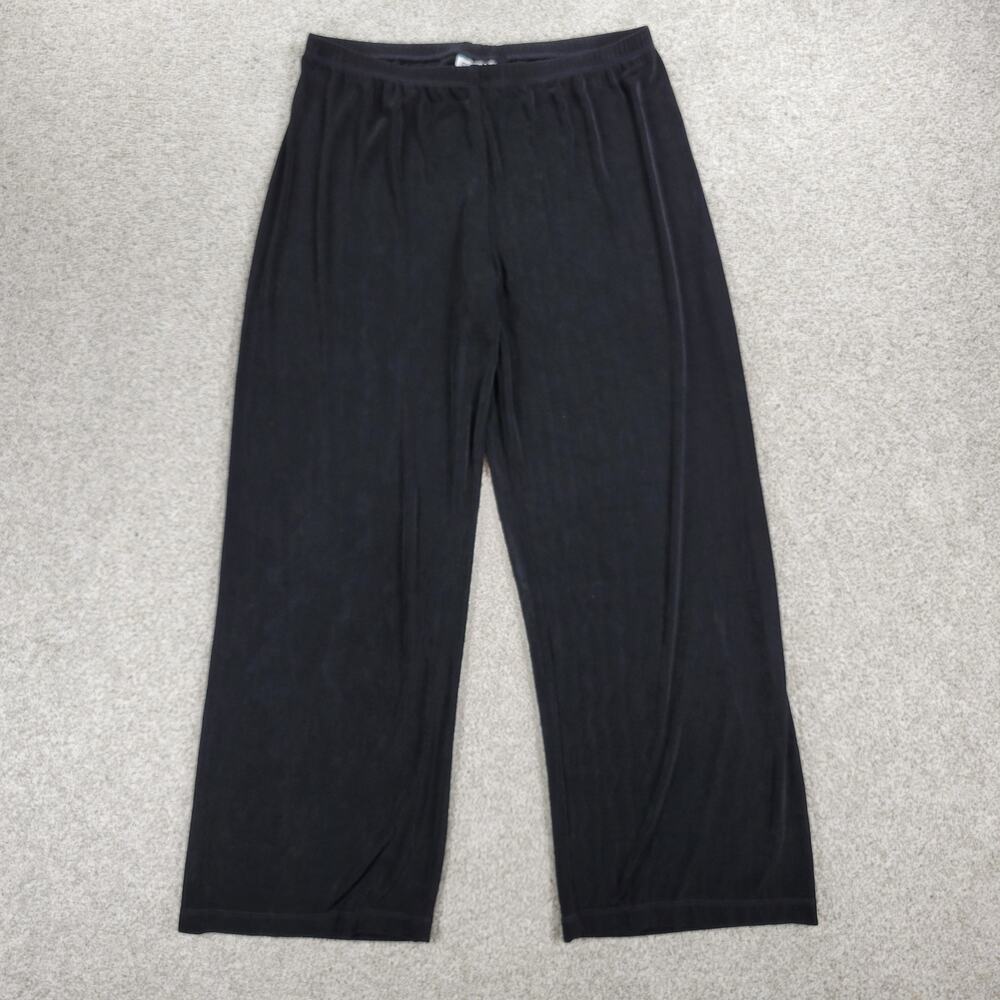 Chicos Travelers Wide Leg Pants Womens 3/XL Short Black Wrinkle Resistant Flowy